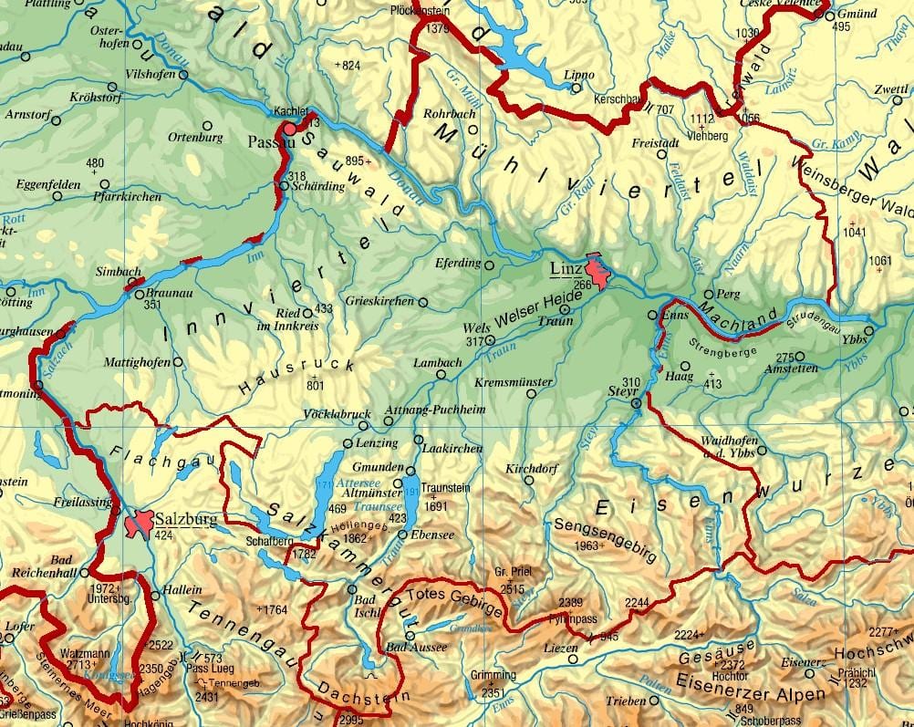 kartes augšējā austrija