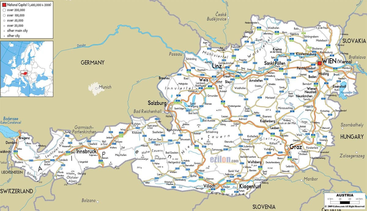 kartē austrijas trase