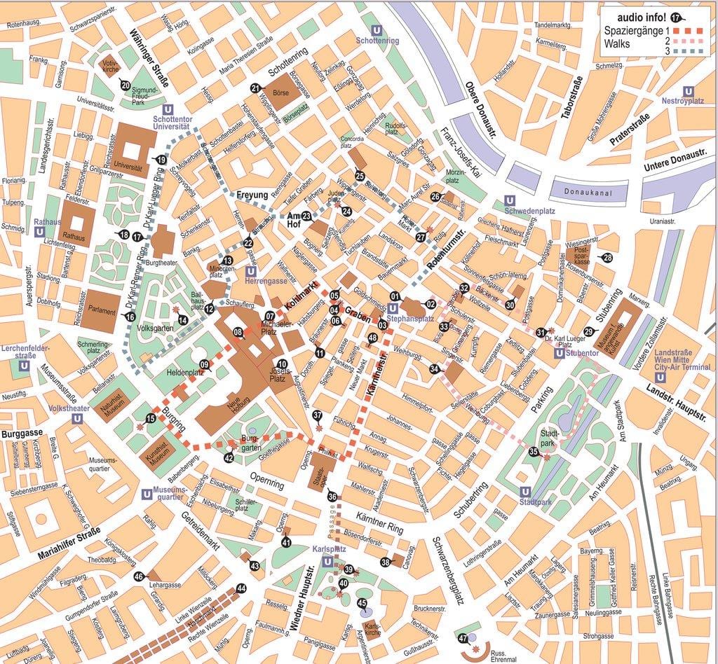 vīne, austrija pilsētas centra karte