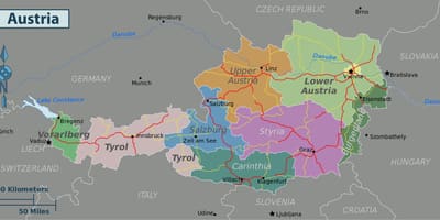 Austrija objektiem kartē
