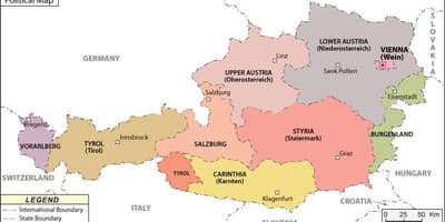 Kartē austrijas politisko 