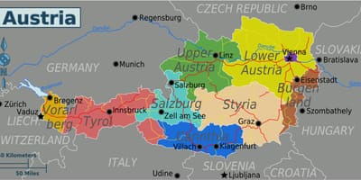 Kartē austrijas valstīm