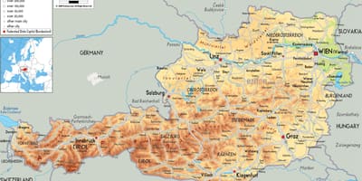 Kartes fiziskās karte austrija