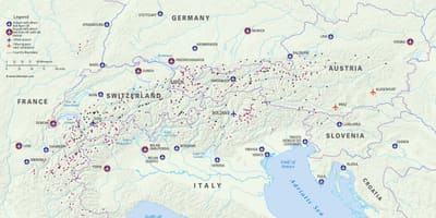 Kartē austrijas slēpošanas kūrortiem lidostas