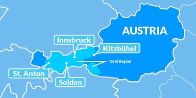 Karte karte tiroles reģionā austrijā
